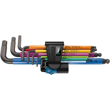 05022210001 Wera 950/9 Hex-Plus Multicolour HF 1 L-key set, metric, BlackLaser, with holding function